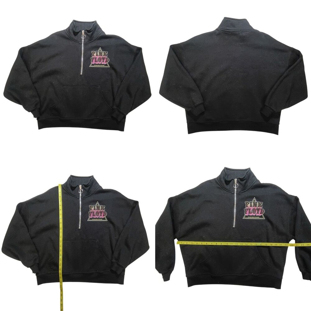 Vintage Pink Floyd Hoodie Cropped Sz S Dark Side Of The Moon 1973 Tour Zip Up